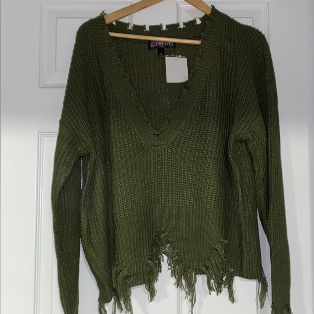 Fringe/distressed sweater